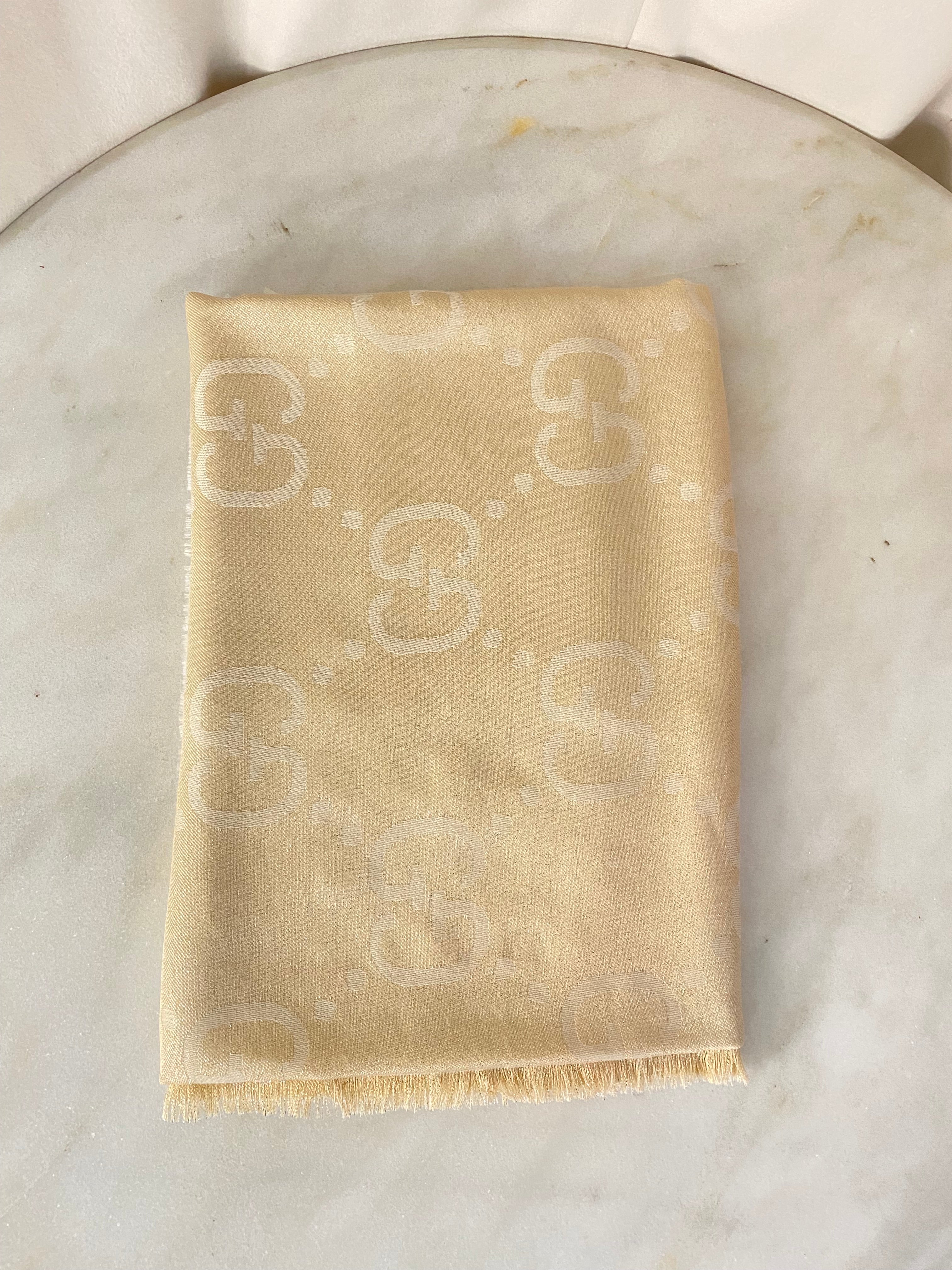 Gucci Beige GG Wool Scarf