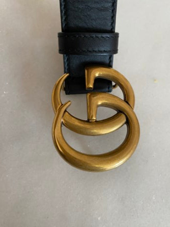 Gucci Black Double G Buckle Belt 38