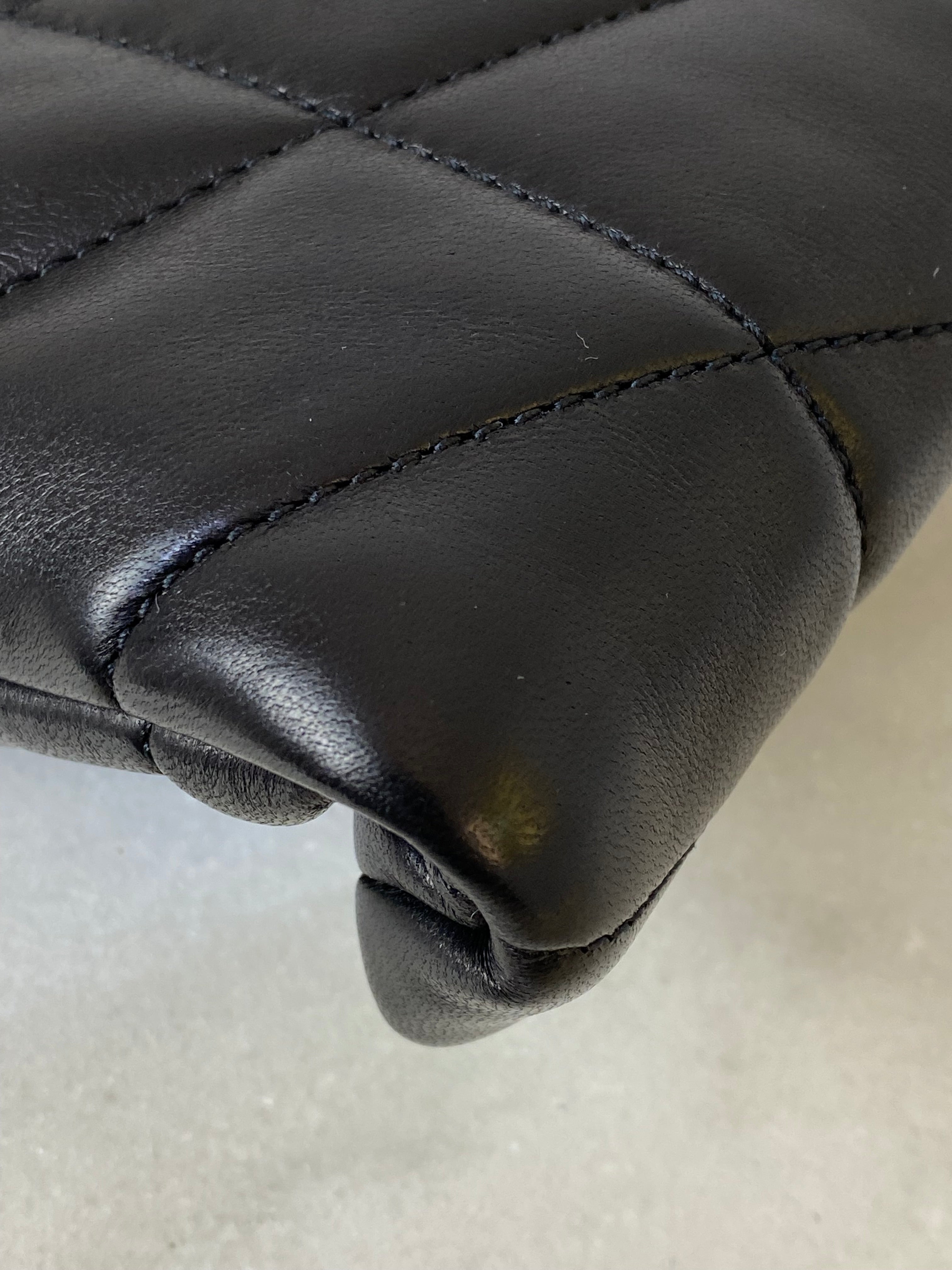 YSL Black Quilted Puffer Clutch W/ Card Holder