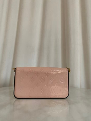 Louis Vuitton Pink Pochette Felicie Mini Vernis Chain Wallet