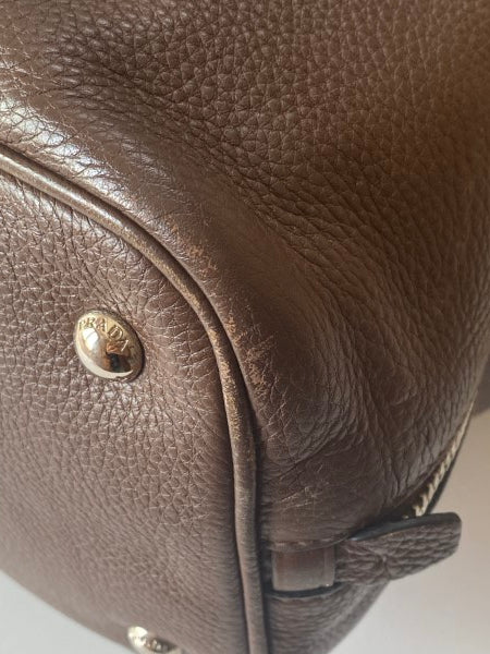 Prada Brown Vitello Daino Shoulder Bag