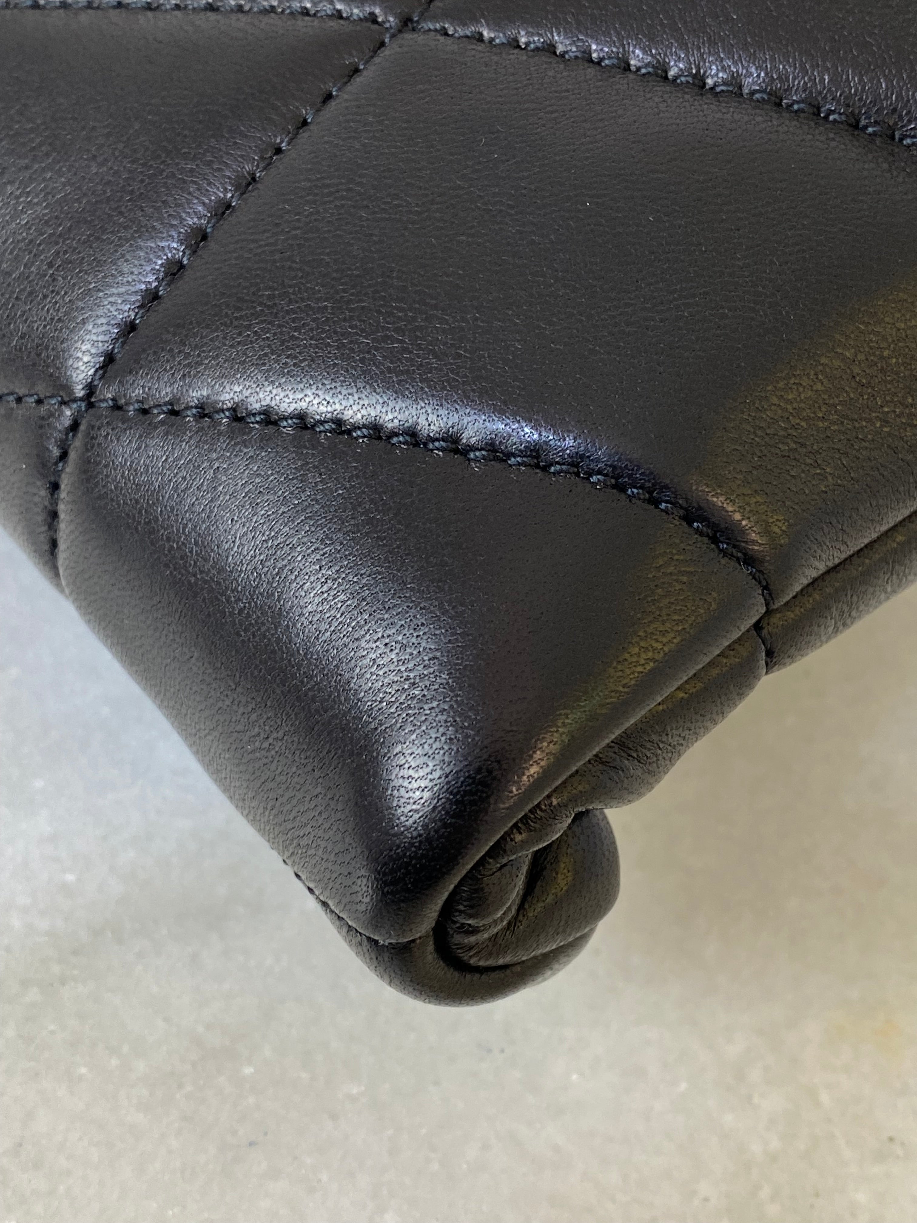 YSL Black Quilted Puffer Clutch W/ Card Holder
