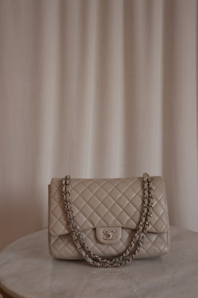 Chanel Beige Classic Jumbo Single Flap Bag