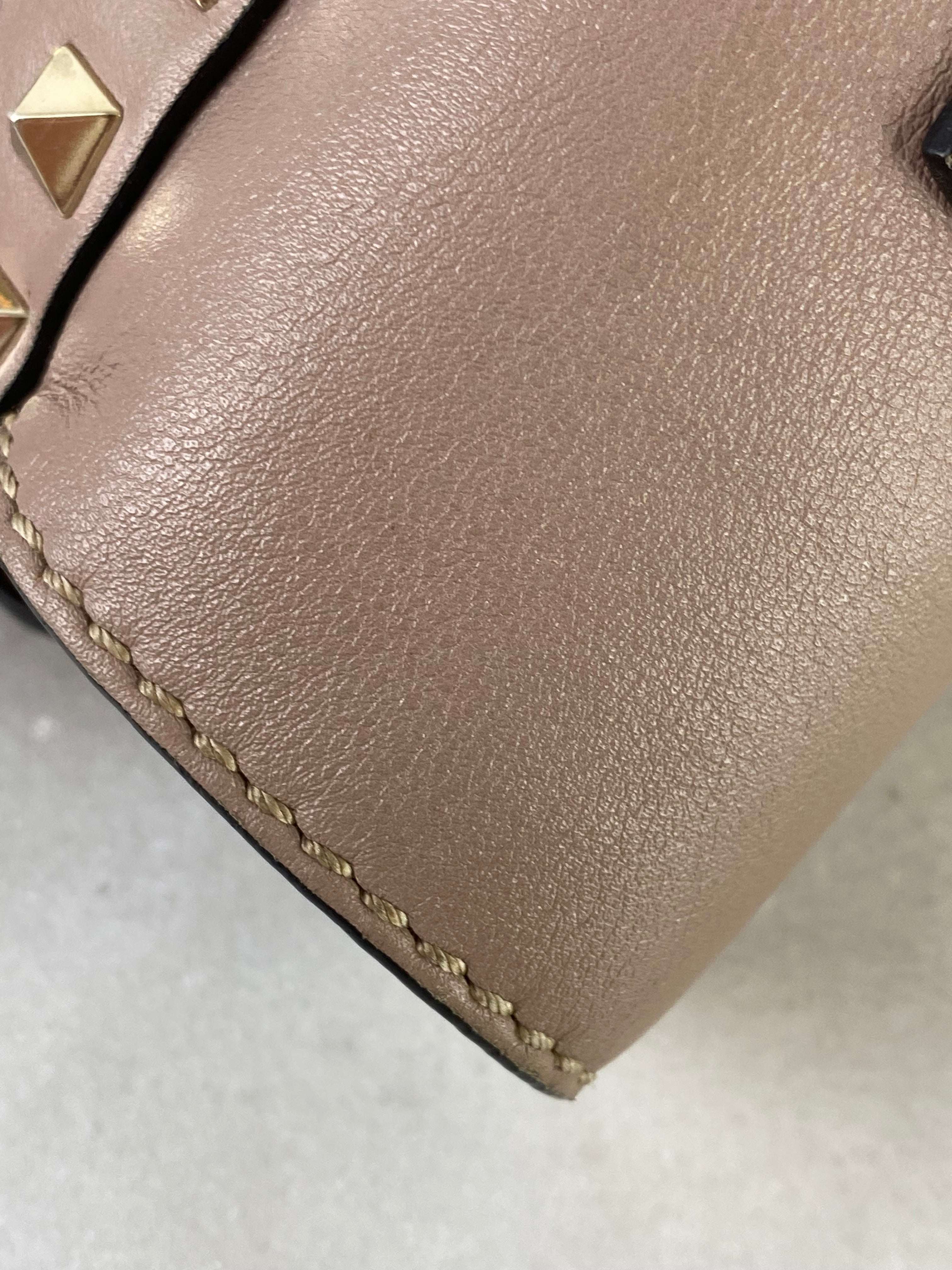 Valentino Nude Vitello Mini Studded Tote Bag W/ Strap