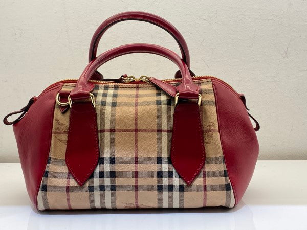 Burberry Haymarket Red Panel Blaze Tote Bag