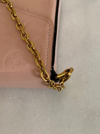 Louis Vuitton Pink Pochette Felicie Mini Vernis Chain Wallet