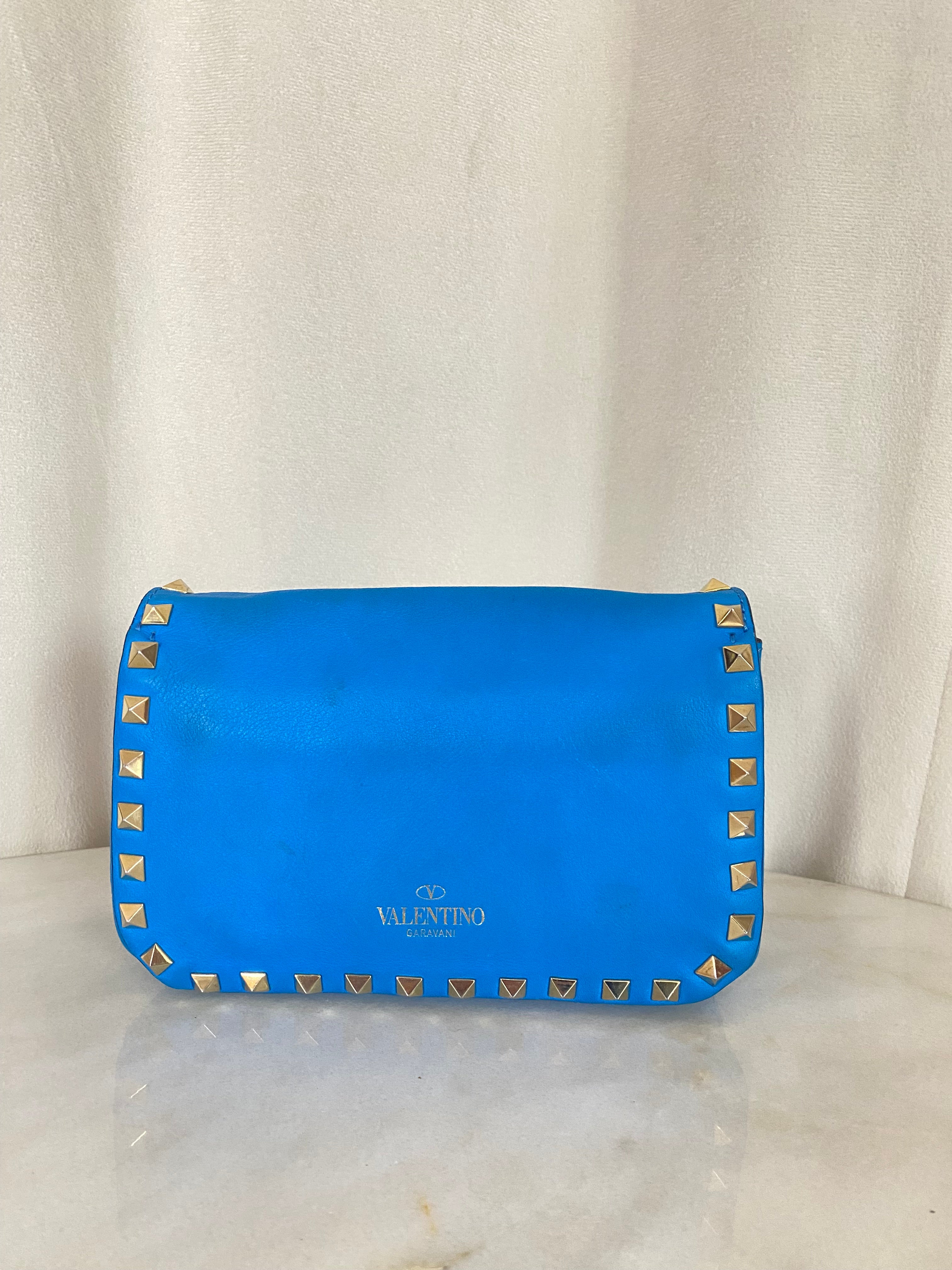 Valentino Light Blue Studded Crossbody Bag