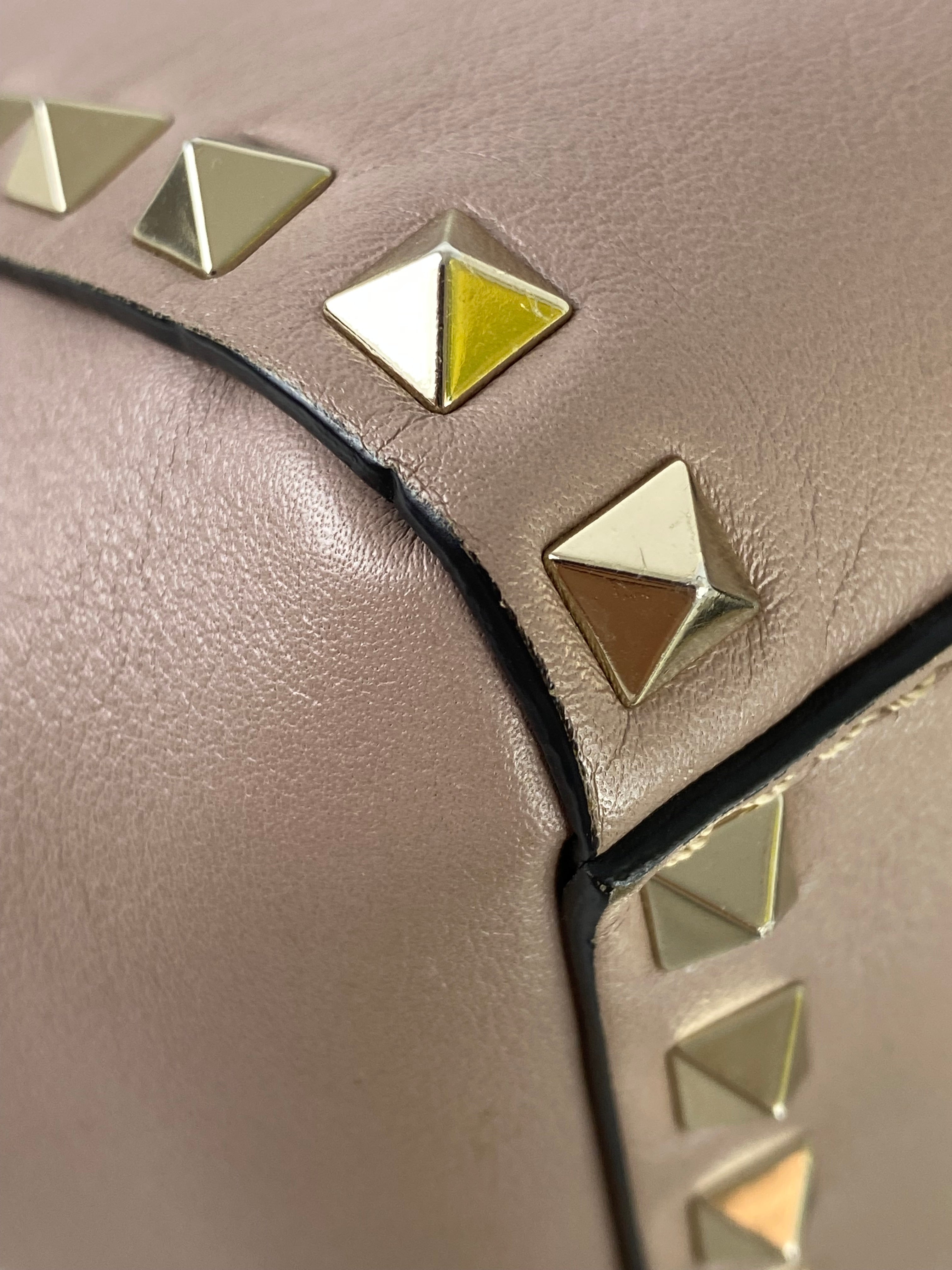 Valentino Nude Vitello Mini Studded Tote Bag W/ Strap