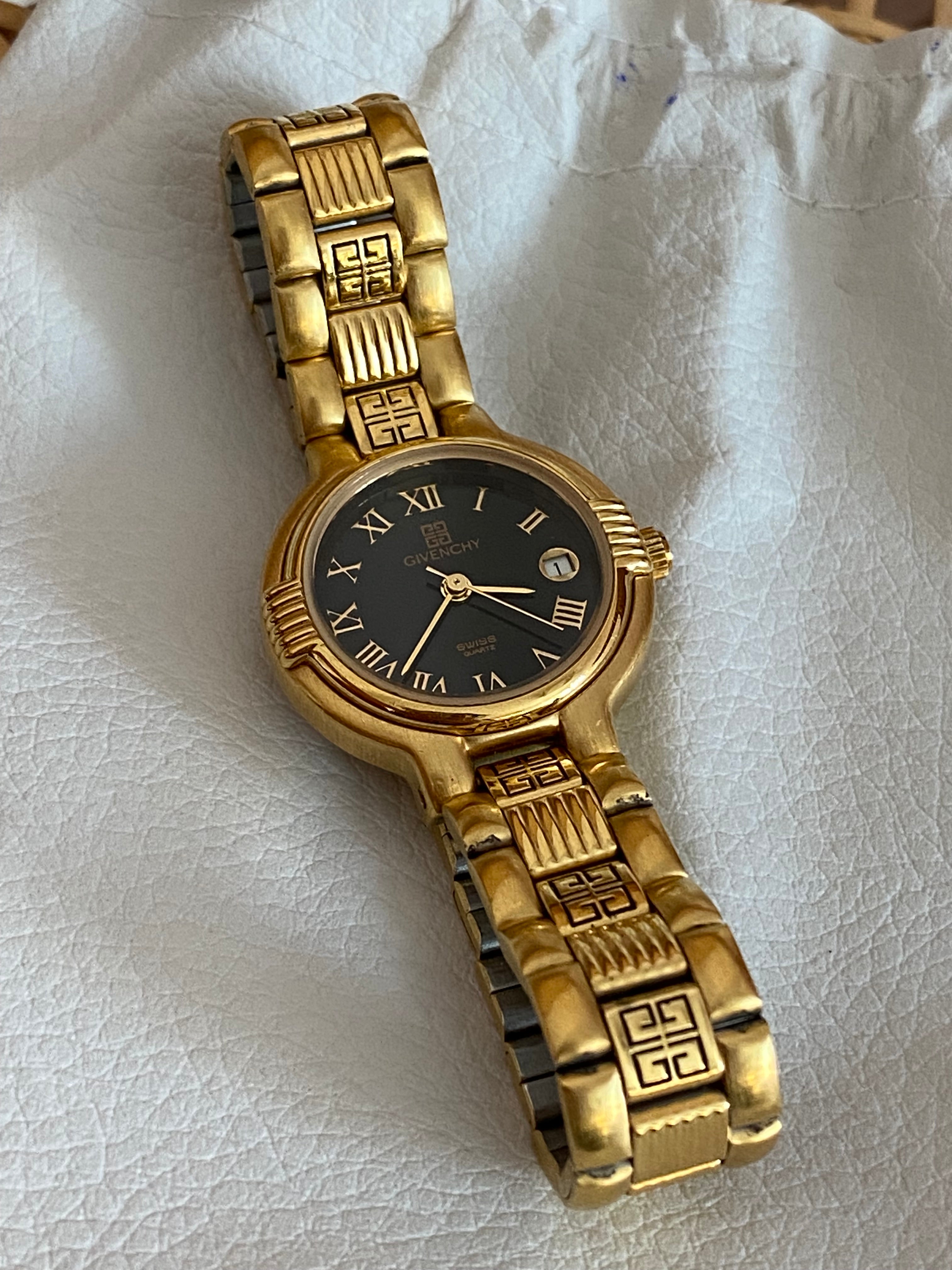 Givenchy Gold Round Face Logo Bezel Watch