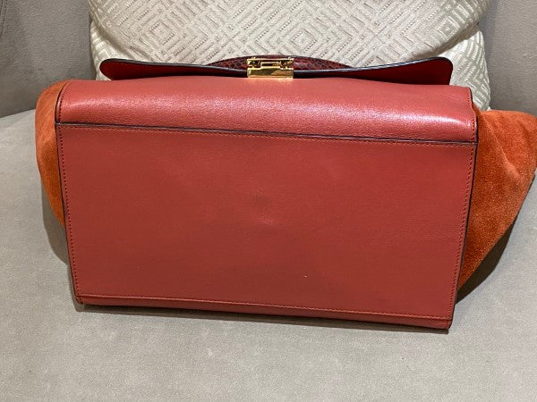 Celine Orange Red Python Trapeze Medium Bag