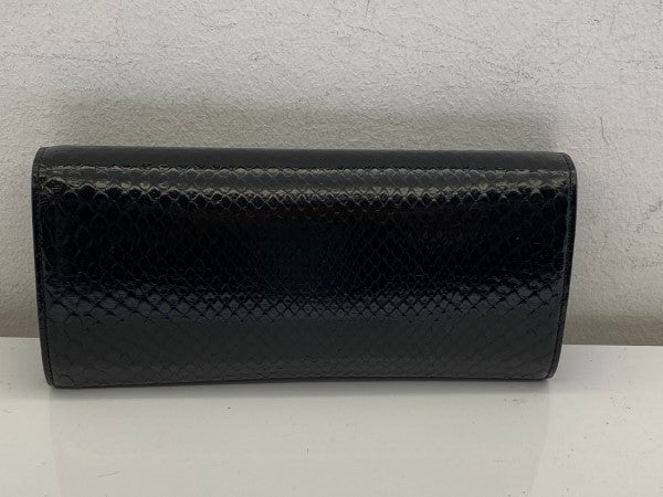 Gucci Black Snakeskin GG Broadway Clutch