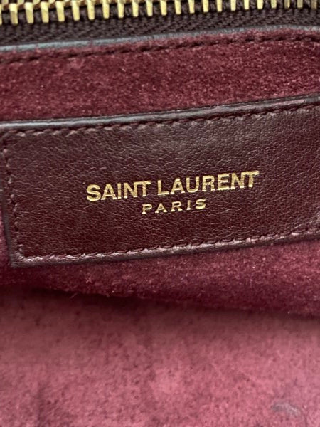 YSL Burgundy Sac De Jour Medium Tote Bag