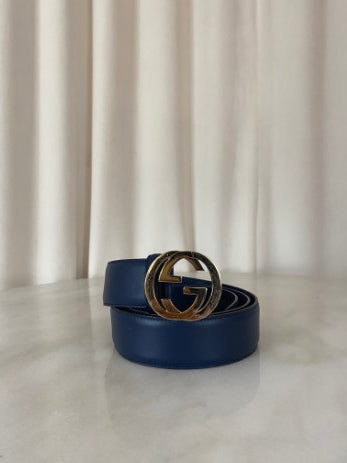 Gucci Dark Blue Interlocking Belt 38