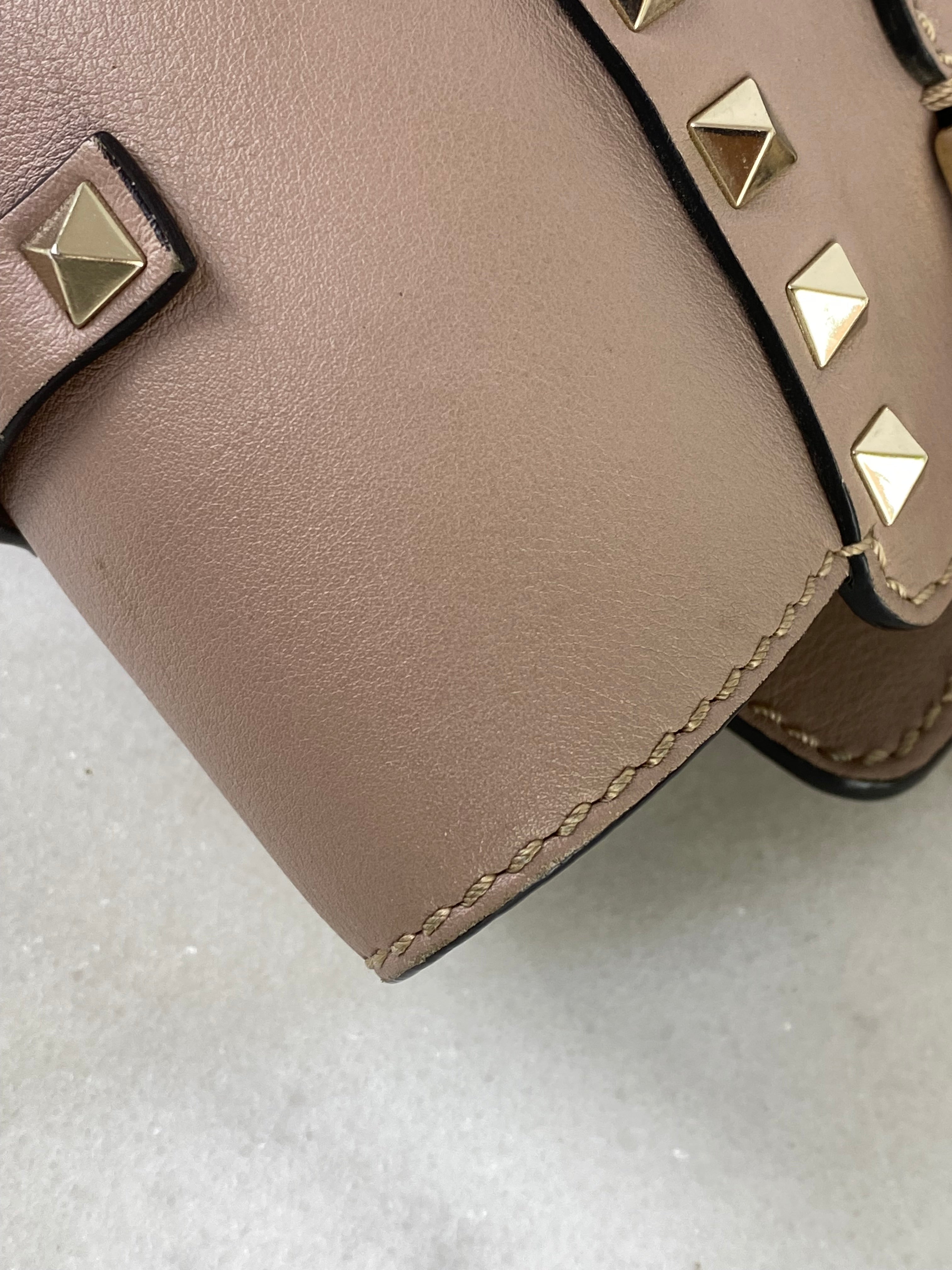 Valentino Nude Vitello Mini Studded Tote Bag W/ Strap