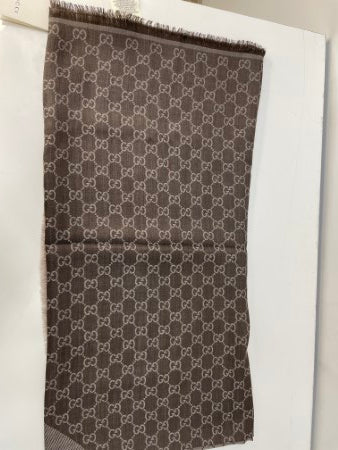 Gucci Brown GG Silk Wool Scarf