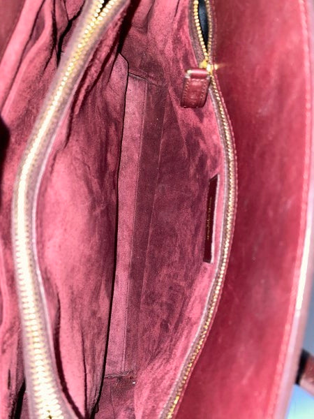 YSL Burgundy Sac De Jour Medium Tote Bag