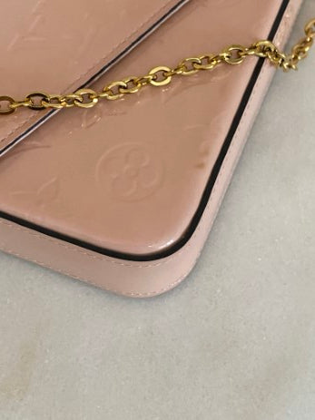 Louis Vuitton Pink Pochette Felicie Mini Vernis Chain Wallet