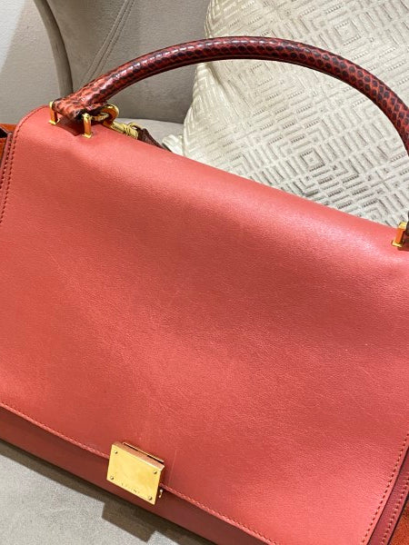 Celine Orange Red Python Trapeze Medium Bag