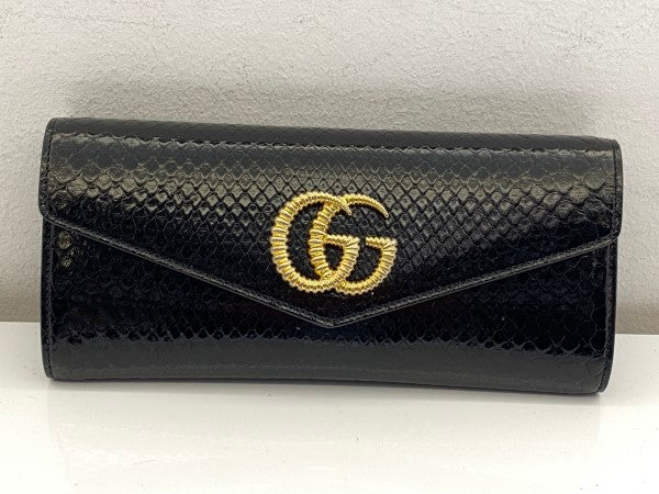 Gucci Black Snakeskin GG Broadway Clutch