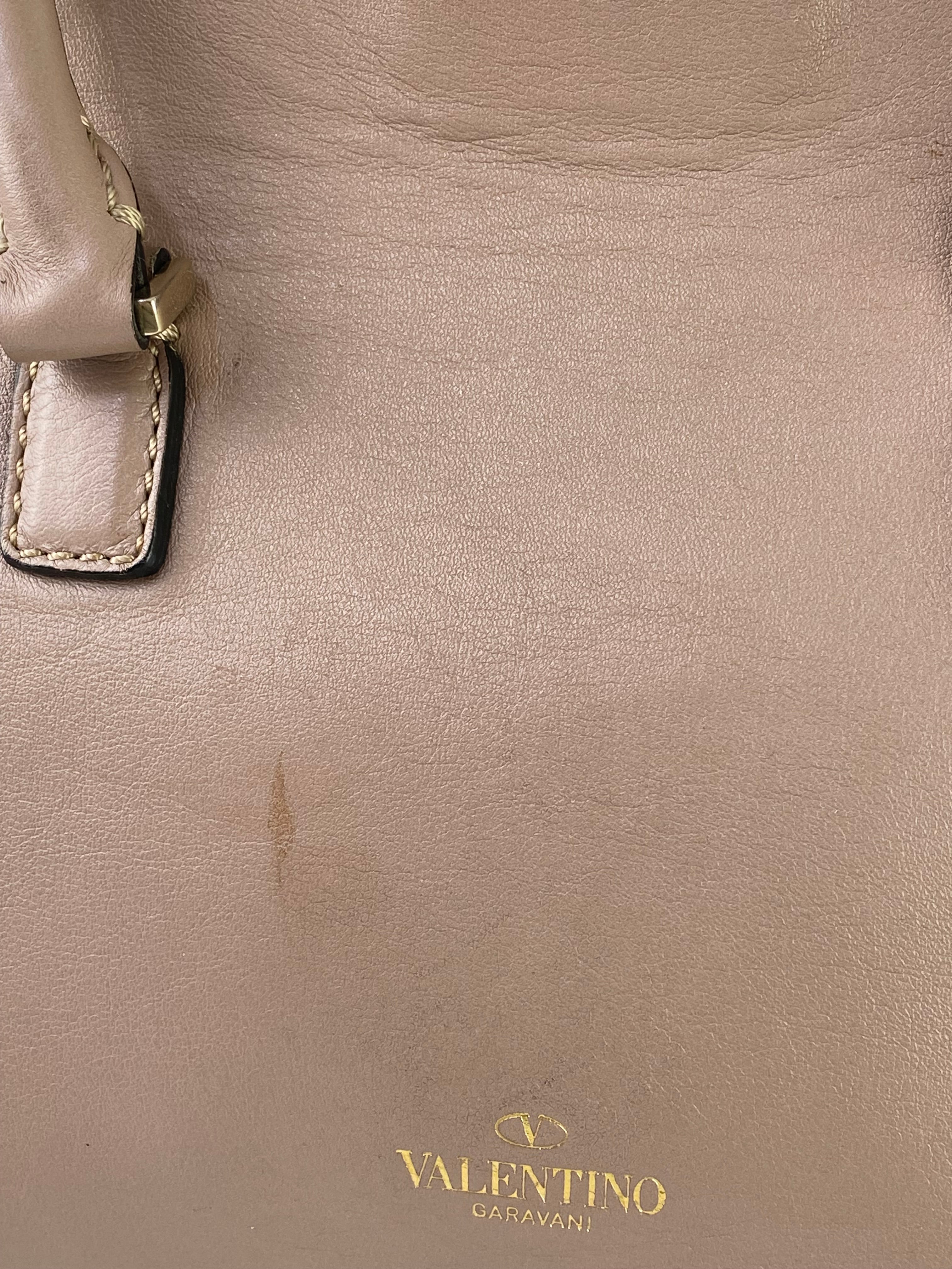 Valentino Nude Vitello Mini Studded Tote Bag W/ Strap