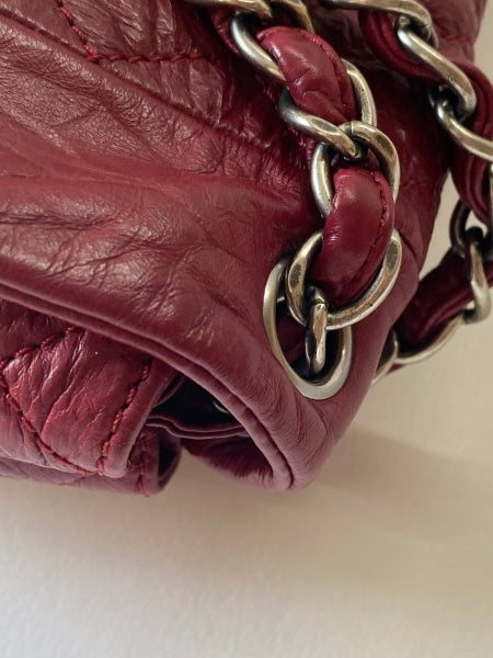 Chanel Red Crinkled Shoulder Bag