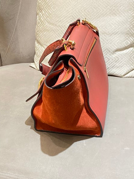 Celine Orange Red Python Trapeze Medium Bag