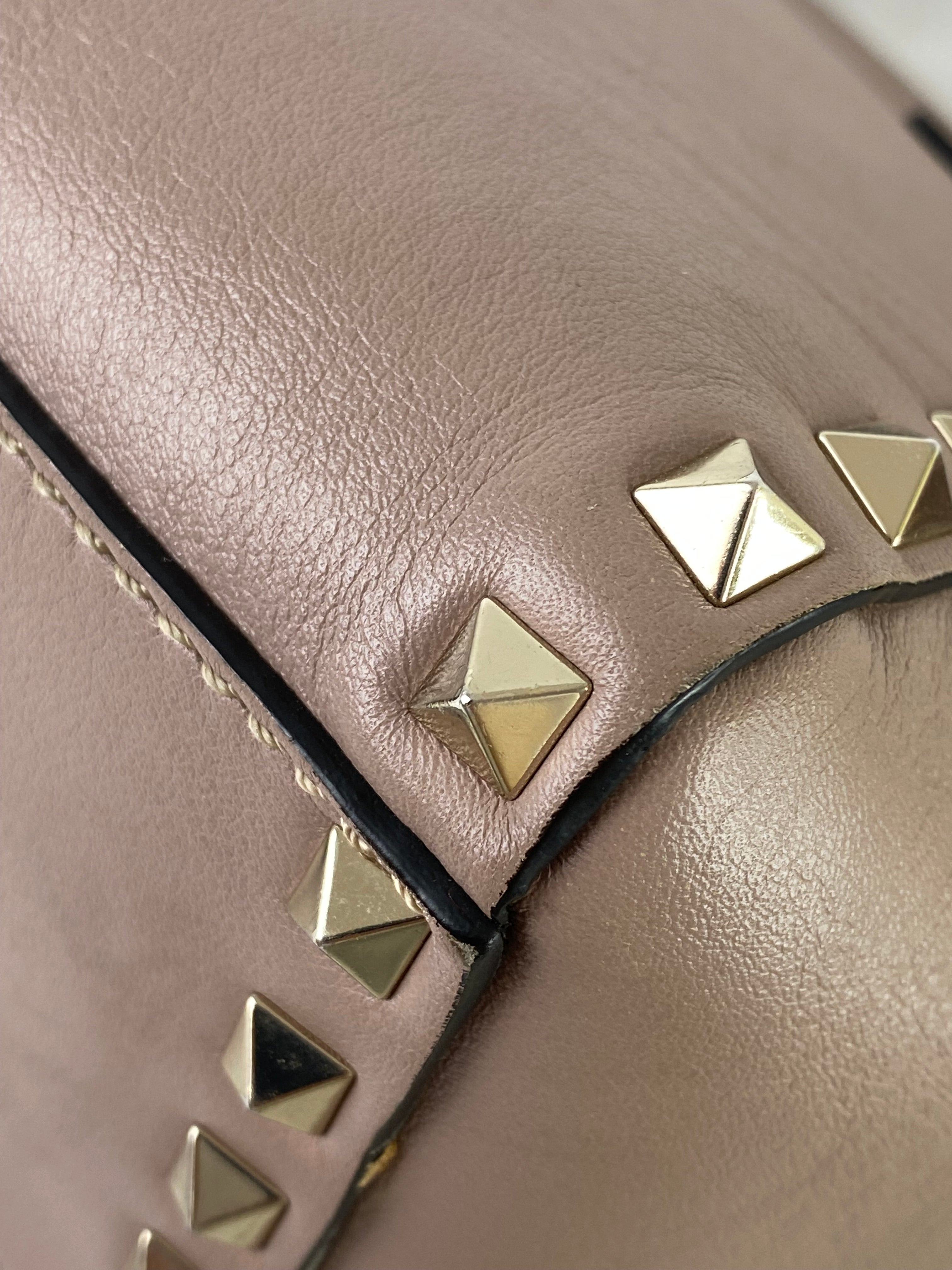 Valentino Nude Vitello Mini Studded Tote Bag W/ Strap