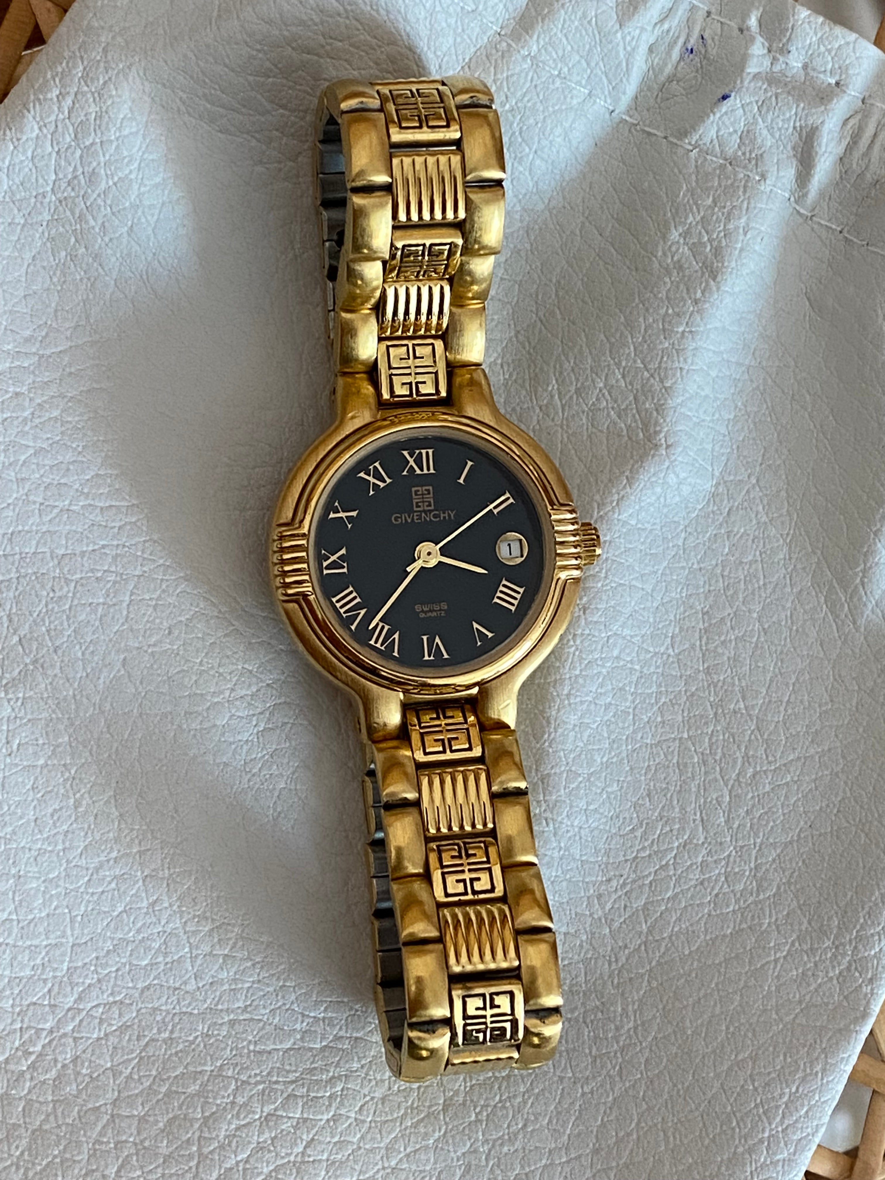 Givenchy Gold Round Face Logo Bezel Watch