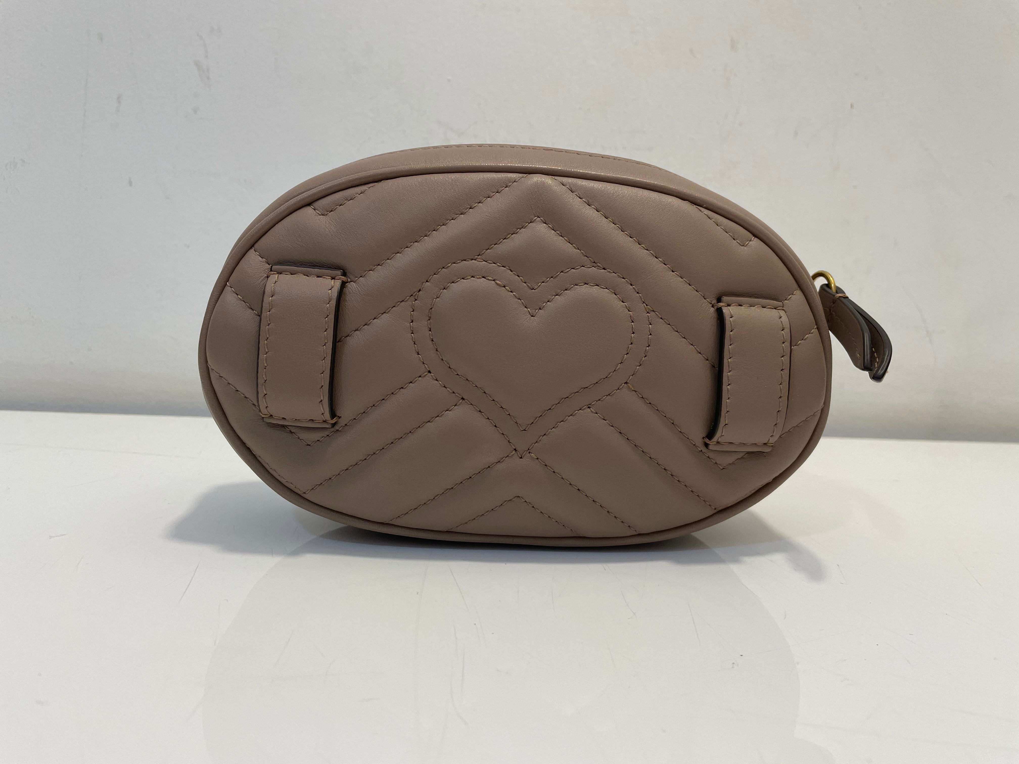 Gucci Beige GG Marmont Quilted Small Belt Bag