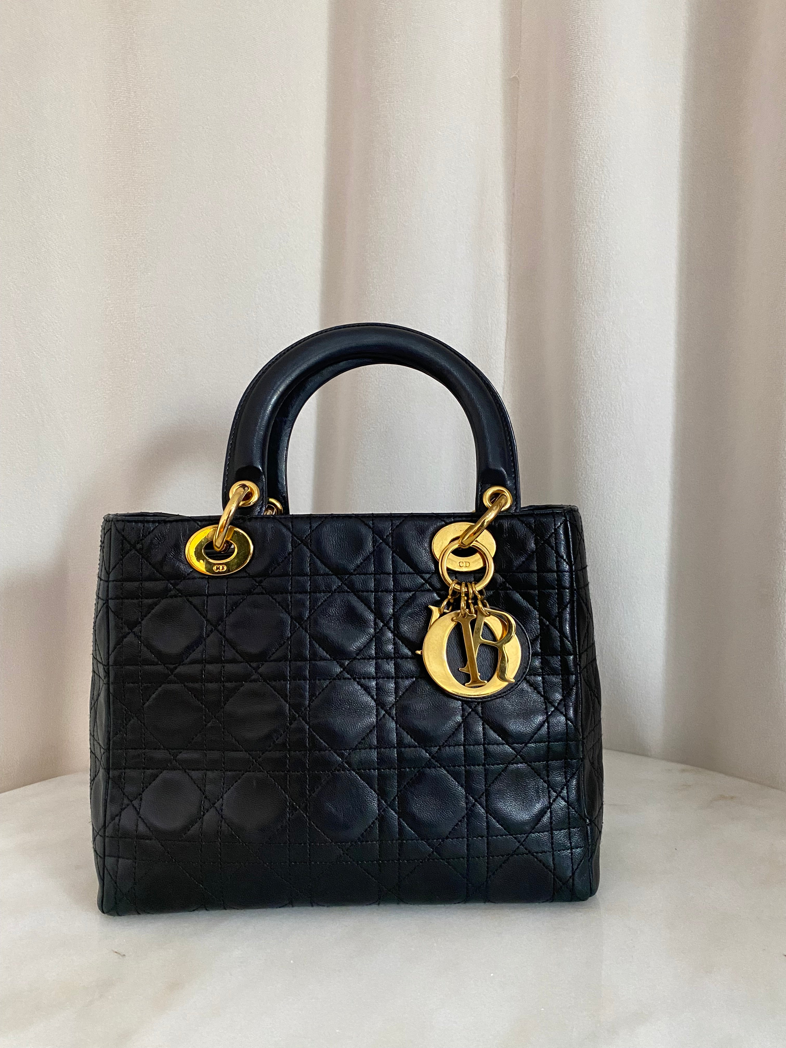 Christian Dior Black Lady Dior Small Bag