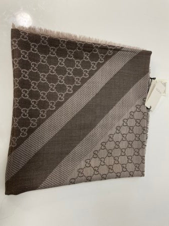 Gucci Brown GG Silk Wool Scarf