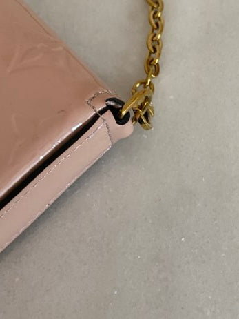 Louis Vuitton Pink Pochette Felicie Mini Vernis Chain Wallet