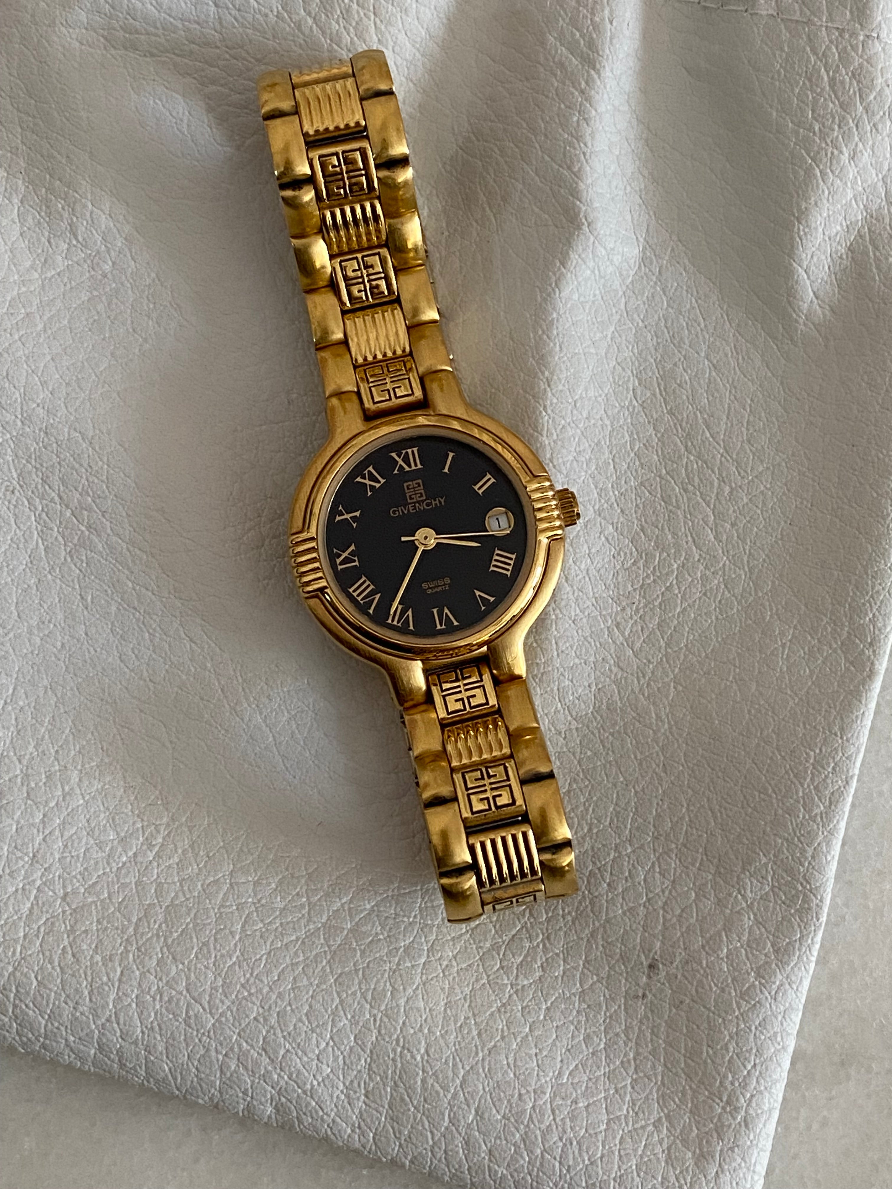 Givenchy Gold Round Face Logo Bezel Watch