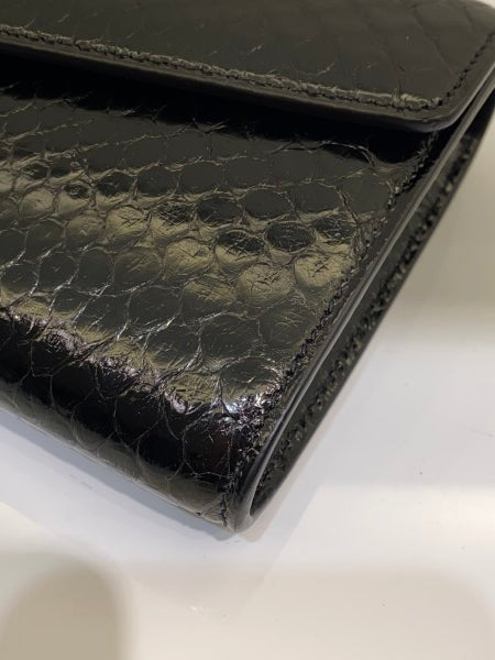 Gucci Black Snakeskin GG Broadway Clutch