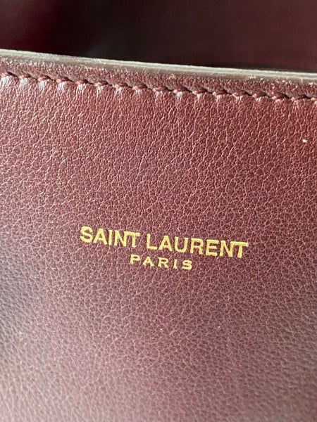 YSL Burgundy Sac De Jour Medium Tote Bag