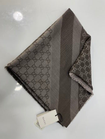 Gucci Brown GG Silk Wool Scarf