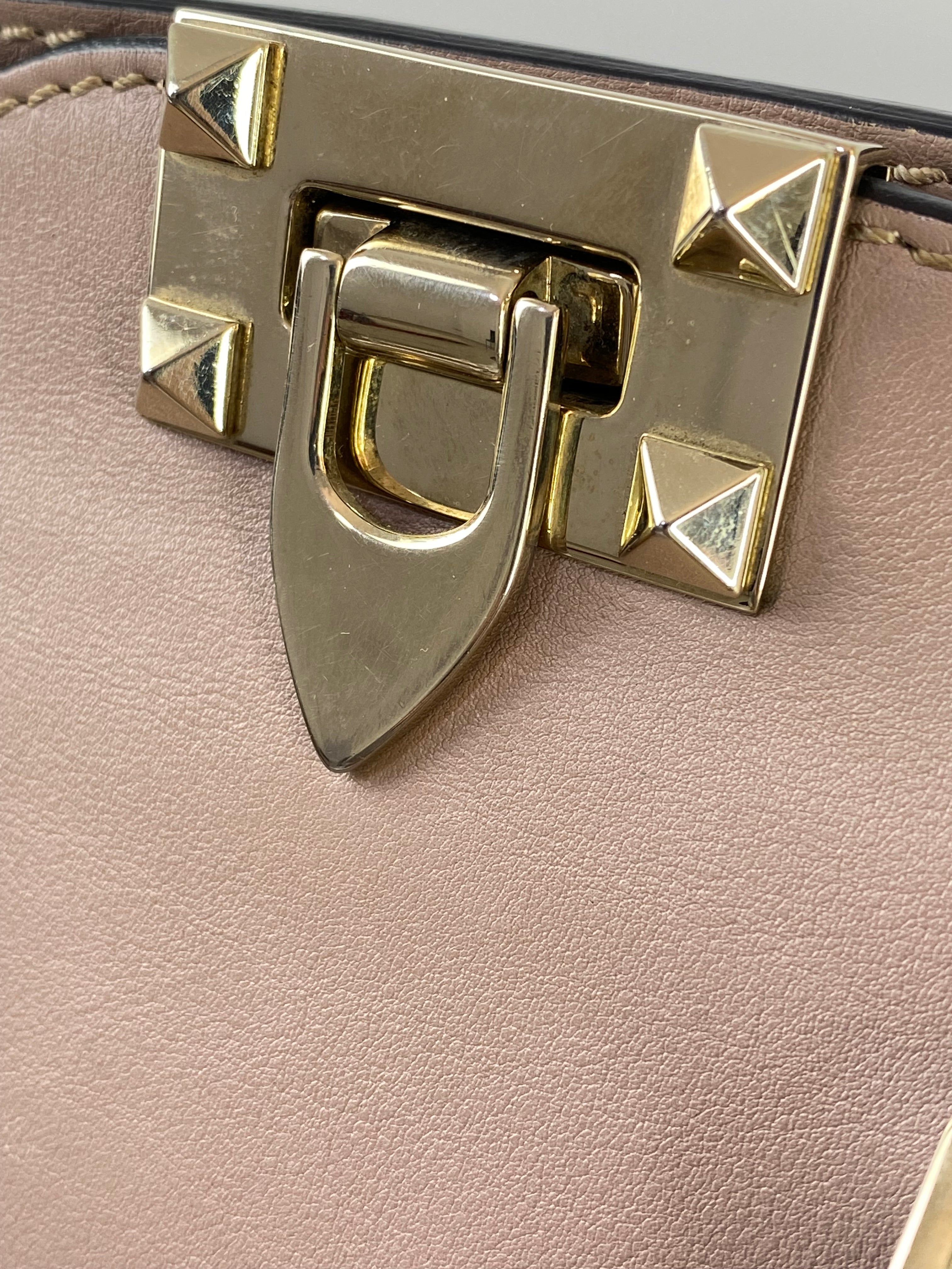 Valentino Nude Vitello Mini Studded Tote Bag W/ Strap