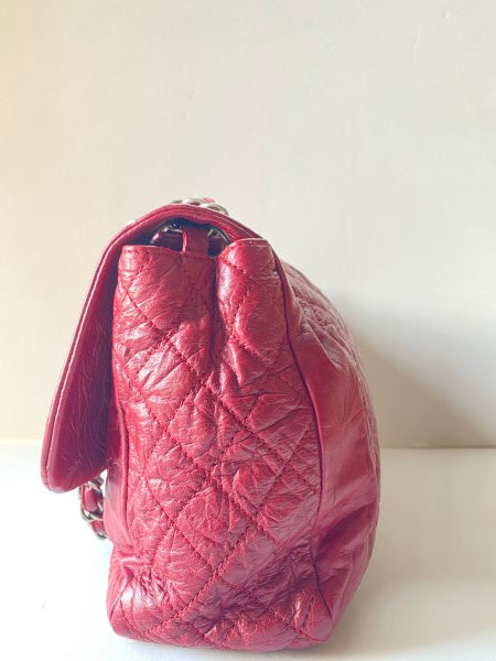 Chanel Red Crinkled Shoulder Bag