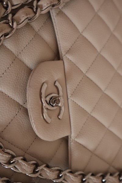 Chanel Beige Classic Jumbo Single Flap Bag