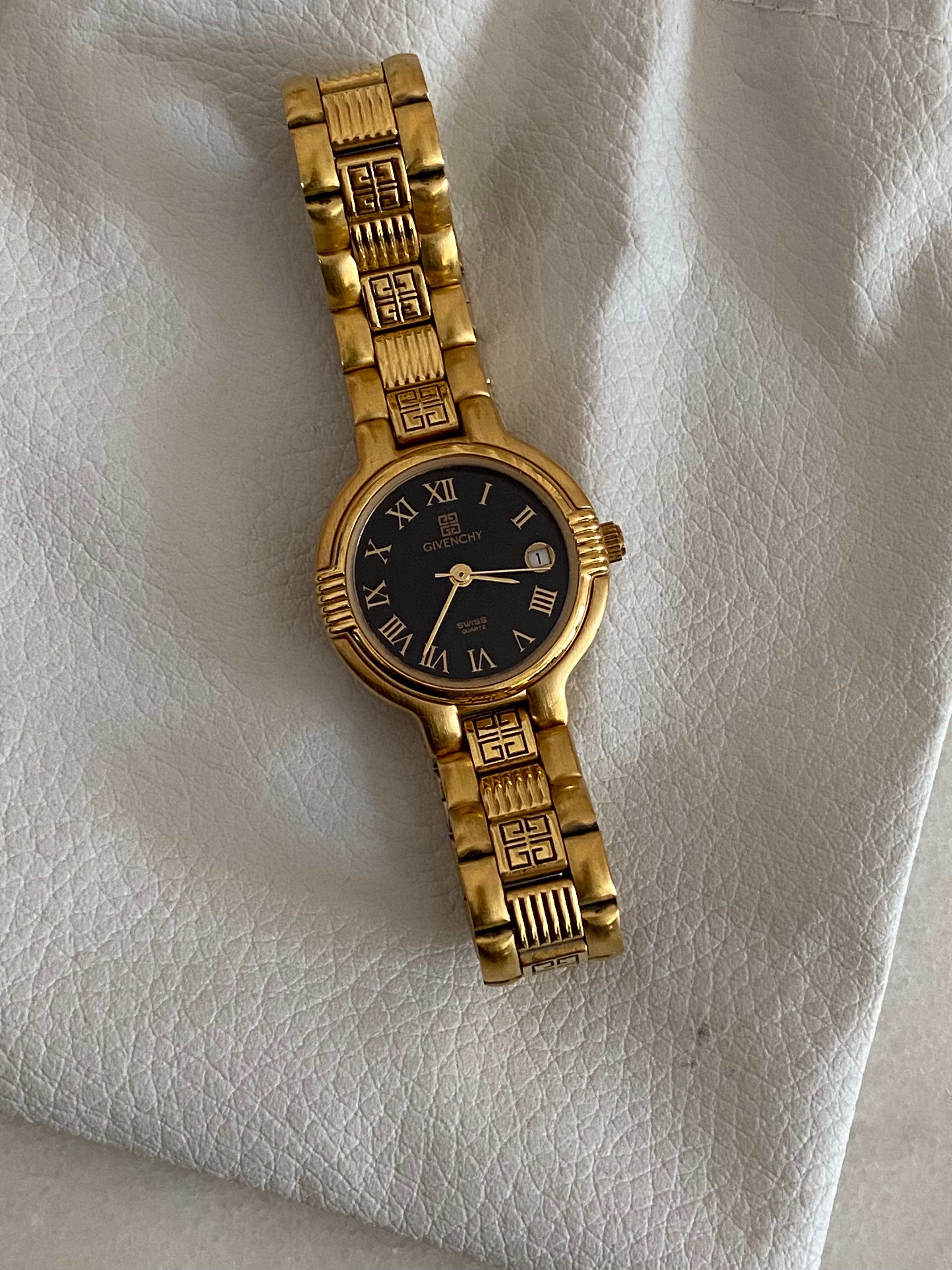 Givenchy Gold Round Face Logo Bezel Watch