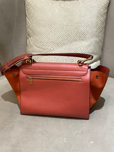 Celine Orange Red Python Trapeze Medium Bag