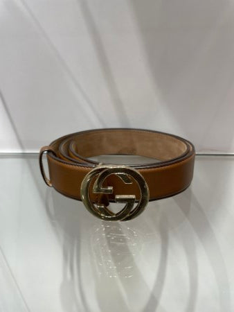 Gucci Brown GG Buckle Belt 34