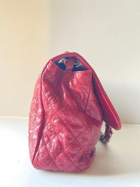 Chanel Red Crinkled Shoulder Bag