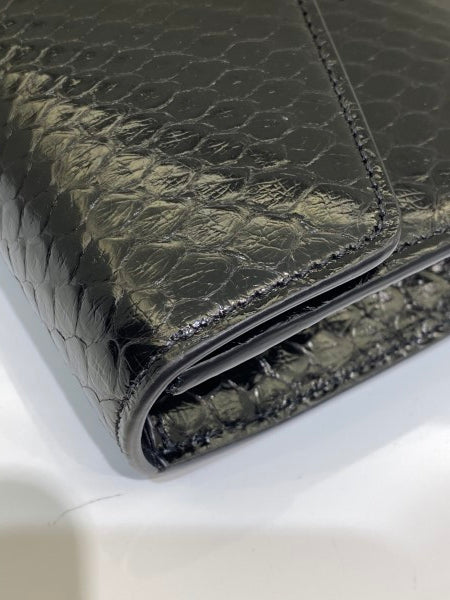 Gucci Black Snakeskin GG Broadway Clutch