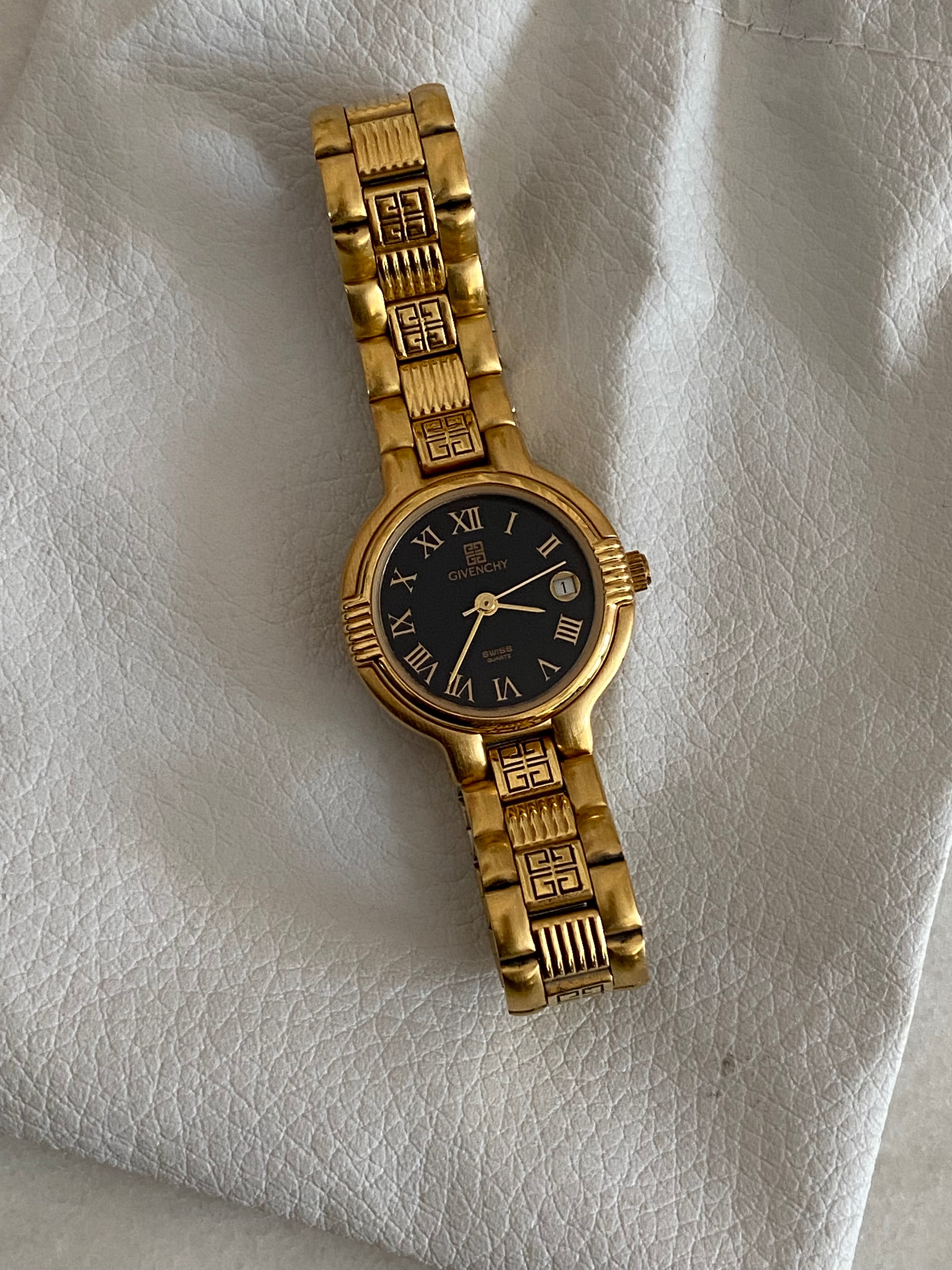 Givenchy Gold Round Face Logo Bezel Watch