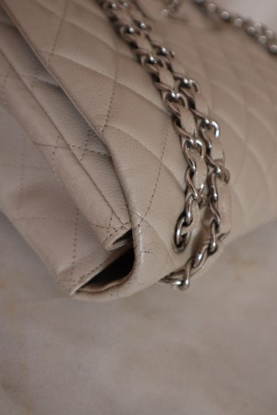 Chanel Beige Classic Jumbo Single Flap Bag