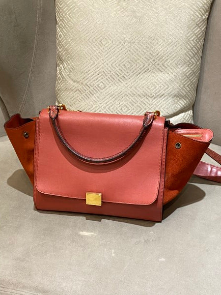 Celine Orange Red Python Trapeze Medium Bag