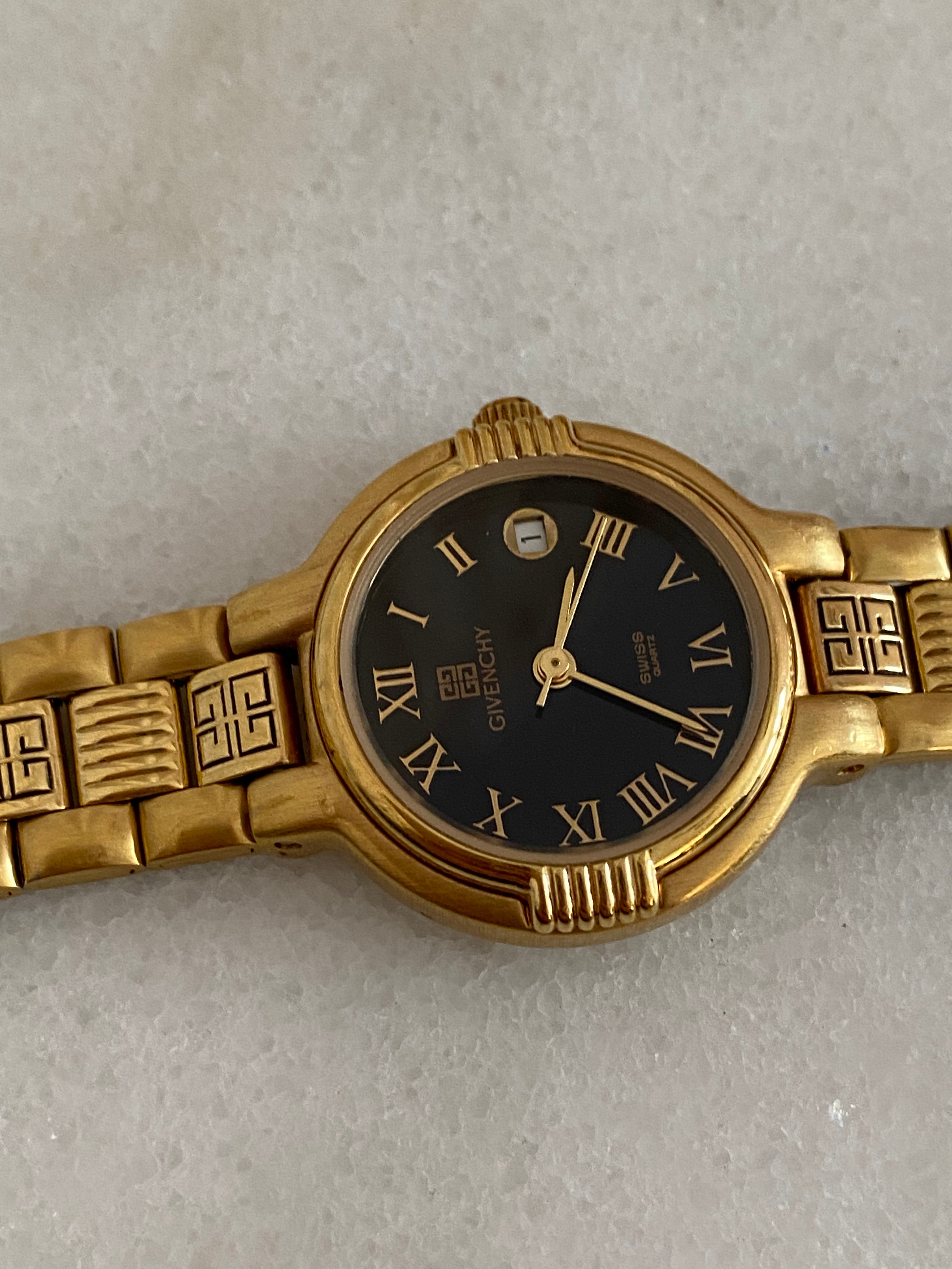 Givenchy Gold Round Face Logo Bezel Watch