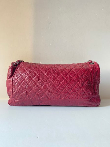 Chanel Red Crinkled Shoulder Bag