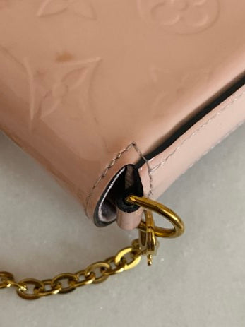 Louis Vuitton Pink Pochette Felicie Mini Vernis Chain Wallet